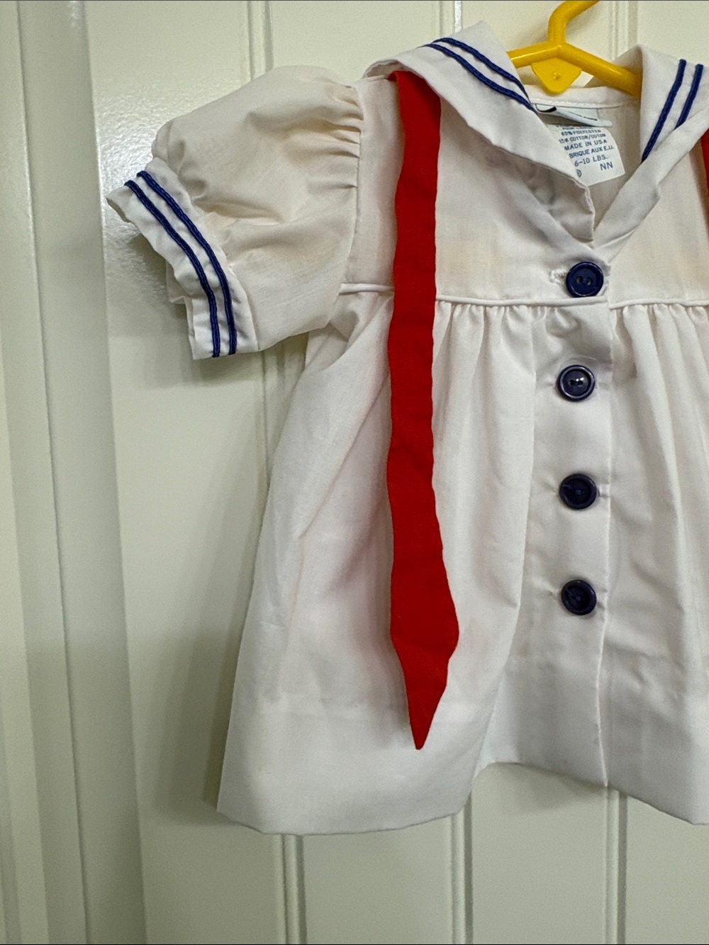 Vintage Alexis White Sailor Dress with Red Ties and Blue Trim - Picture 4 of 13